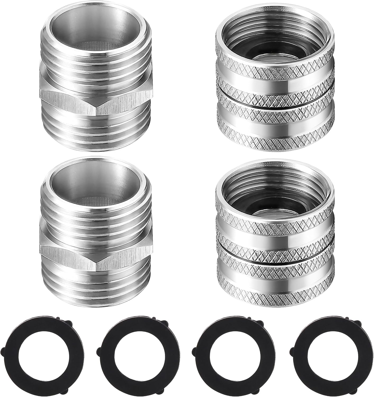 Garden Hose Adapter 3/4”, Male to Male, Female to Female, 4-Pack
