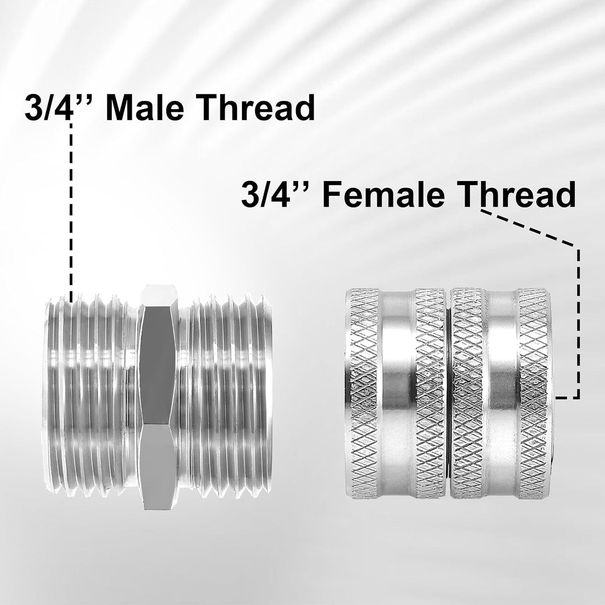 Garden Hose Adapter 3/4”, Male to Male, Female to Female, 4-Pack
