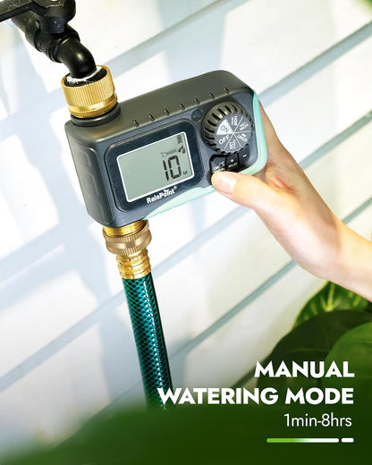 Sprinkler Timer with Brass Inlet & Outlet, Programmable Hose Timer for Garden Soaker Hose, Watering Timer with Rain Delay/Manual Watering System, Digital Drip Irrigation for Yard, Lawn