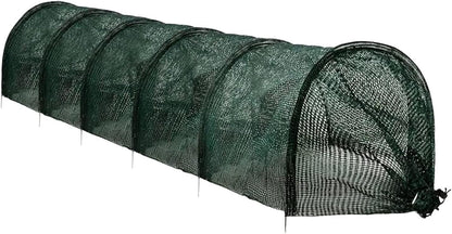Garden Tunnel Shade Net Cover Greenhouse Protection from Sun and Heat Cloche Hoops Tunnel Plant Row Cover, Green