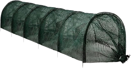 Garden Tunnel Shade Net Cover Greenhouse Protection from Sun and Heat Cloche Hoops Tunnel Plant Row Cover, Green