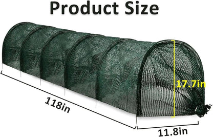 Garden Tunnel Shade Net Cover Greenhouse Protection from Sun and Heat Cloche Hoops Tunnel Plant Row Cover, Green