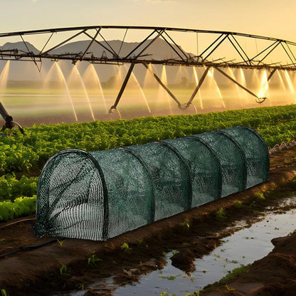 Garden Tunnel Shade Net Cover Greenhouse Protection from Sun and Heat Cloche Hoops Tunnel Plant Row Cover, Green