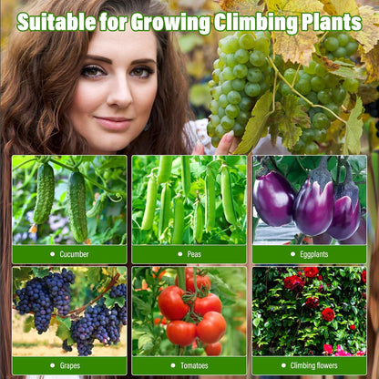 Cucumber Trellis for Raised Bed, Tall Metal Garden Trellis for Climbing Plants Outdoor with Netting, Gloves, Garden Tools, Trellis for Vegetables Plant Support Peas Fruit Flower Grape