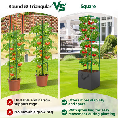 Cucumber Trellis for Raised Bed, Tall Metal Garden Trellis for Climbing Plants Outdoor with Netting, Gloves, Garden Tools, Trellis for Vegetables Plant Support Peas Fruit Flower Grape