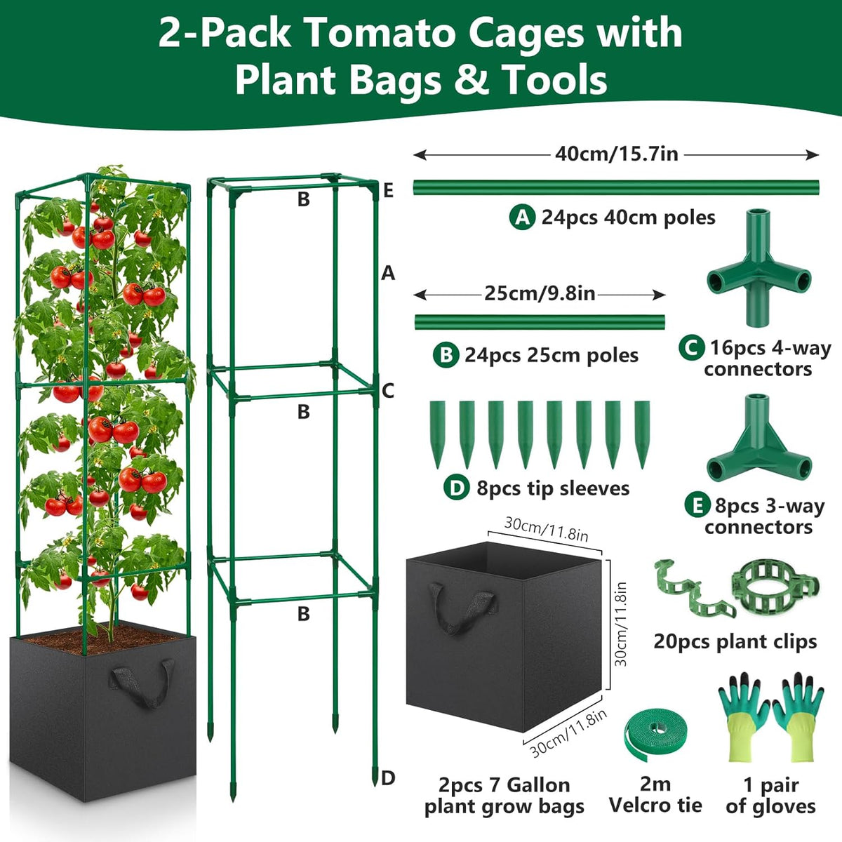 Cucumber Trellis for Raised Bed, Tall Metal Garden Trellis for Climbing Plants Outdoor with Netting, Gloves, Garden Tools, Trellis for Vegetables Plant Support Peas Fruit Flower Grape