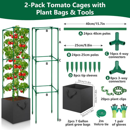 Cucumber Trellis for Raised Bed, Tall Metal Garden Trellis for Climbing Plants Outdoor with Netting, Gloves, Garden Tools, Trellis for Vegetables Plant Support Peas Fruit Flower Grape