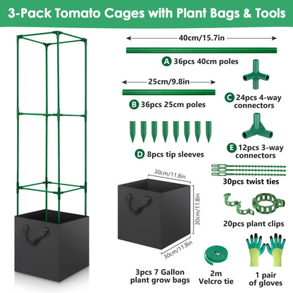 Cucumber Trellis for Raised Bed, Tall Metal Garden Trellis for Climbing Plants Outdoor with Netting, Gloves, Garden Tools, Trellis for Vegetables Plant Support Peas Fruit Flower Grape