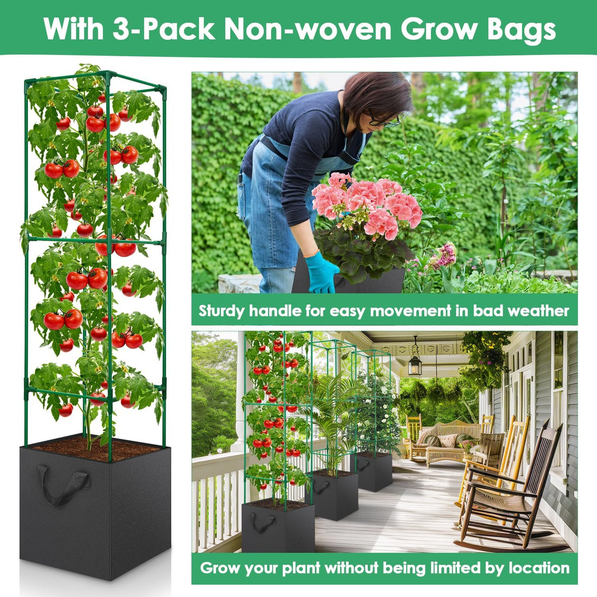 Cucumber Trellis for Raised Bed, Tall Metal Garden Trellis for Climbing Plants Outdoor with Netting, Gloves, Garden Tools, Trellis for Vegetables Plant Support Peas Fruit Flower Grape