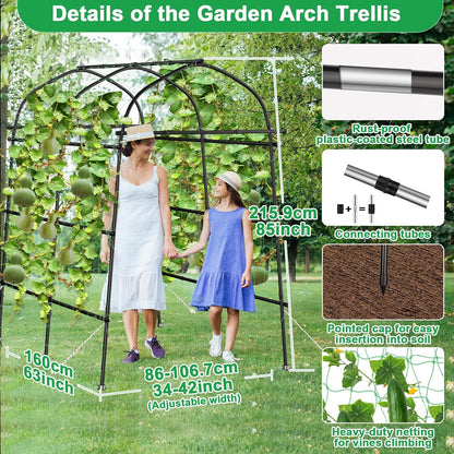 Cucumber Trellis for Raised Bed, Tall Metal Garden Trellis for Climbing Plants Outdoor with Netting, Gloves, Garden Tools, Trellis for Vegetables Plant Support Peas Fruit Flower Grape