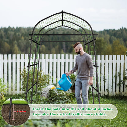 Cucumber Trellis for Raised Bed, Tall Metal Garden Trellis for Climbing Plants Outdoor with Netting, Gloves, Garden Tools, Trellis for Vegetables Plant Support Peas Fruit Flower Grape