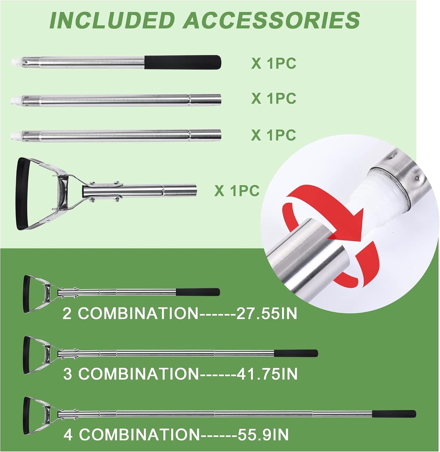 Garden Hoe, 55.9 Inch Long Handle Weeding Tool