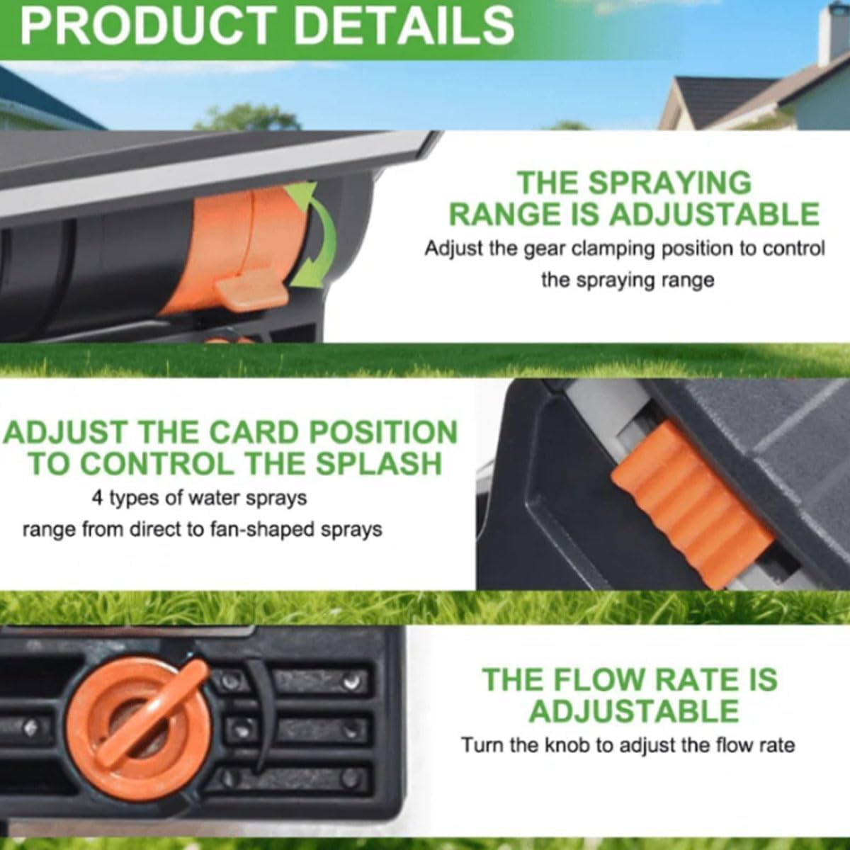 16-Nozzle Oscillating Sprinkler with Dual-Zone Sprinkler Water Timer, Adjustable Garden Sprinkler Watering System, 360° 16-Hole Automatic Rocking Sprinkler (Standard, Sprinklers)