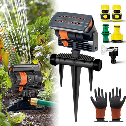 16-Nozzle Oscillating Sprinkler with Dual-Zone Sprinkler Water Timer, Adjustable Garden Sprinkler Watering System, 360° 16-Hole Automatic Rocking Sprinkler (Standard, Sprinklers)