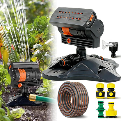 16-Nozzle Oscillating Sprinkler with Dual-Zone Sprinkler Water Timer, Adjustable Garden Sprinkler Watering System, 360° 16-Hole Automatic Rocking Sprinkler (Standard, Sprinklers)