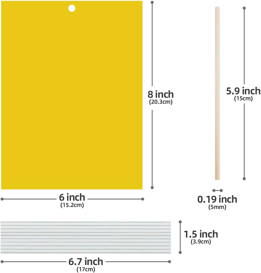 20-Pack Fruit Fly Trap, Yellow Sticky Gnat Traps, 6x8 in