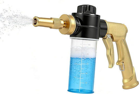 Hose End Sprayer Nozzle,Metal Car Wash Foam Gun with Soap Dispenser
