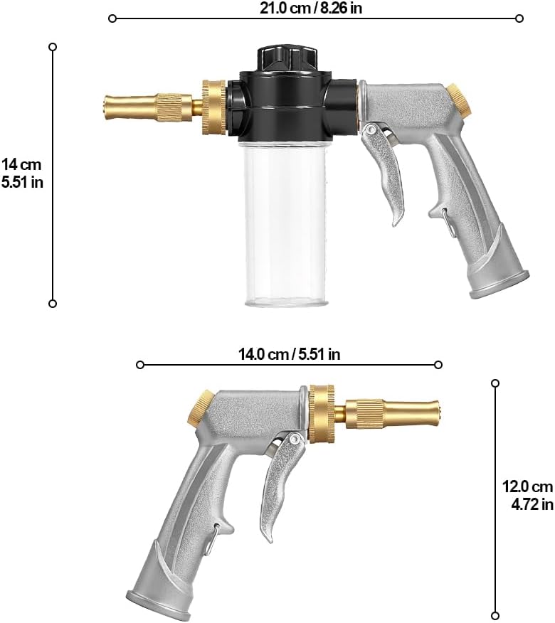 Hose End Sprayer Nozzle,Metal Car Wash Foam Gun with Soap Dispenser