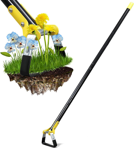 Garden Hoe for Weeding - Sharp Push Pull Blade,Stainless Steel Stirrup Weeder Hoe, 30-54 Inch Adjustable, Stand Up Loop Weed Hoe Tool for Women Seniors