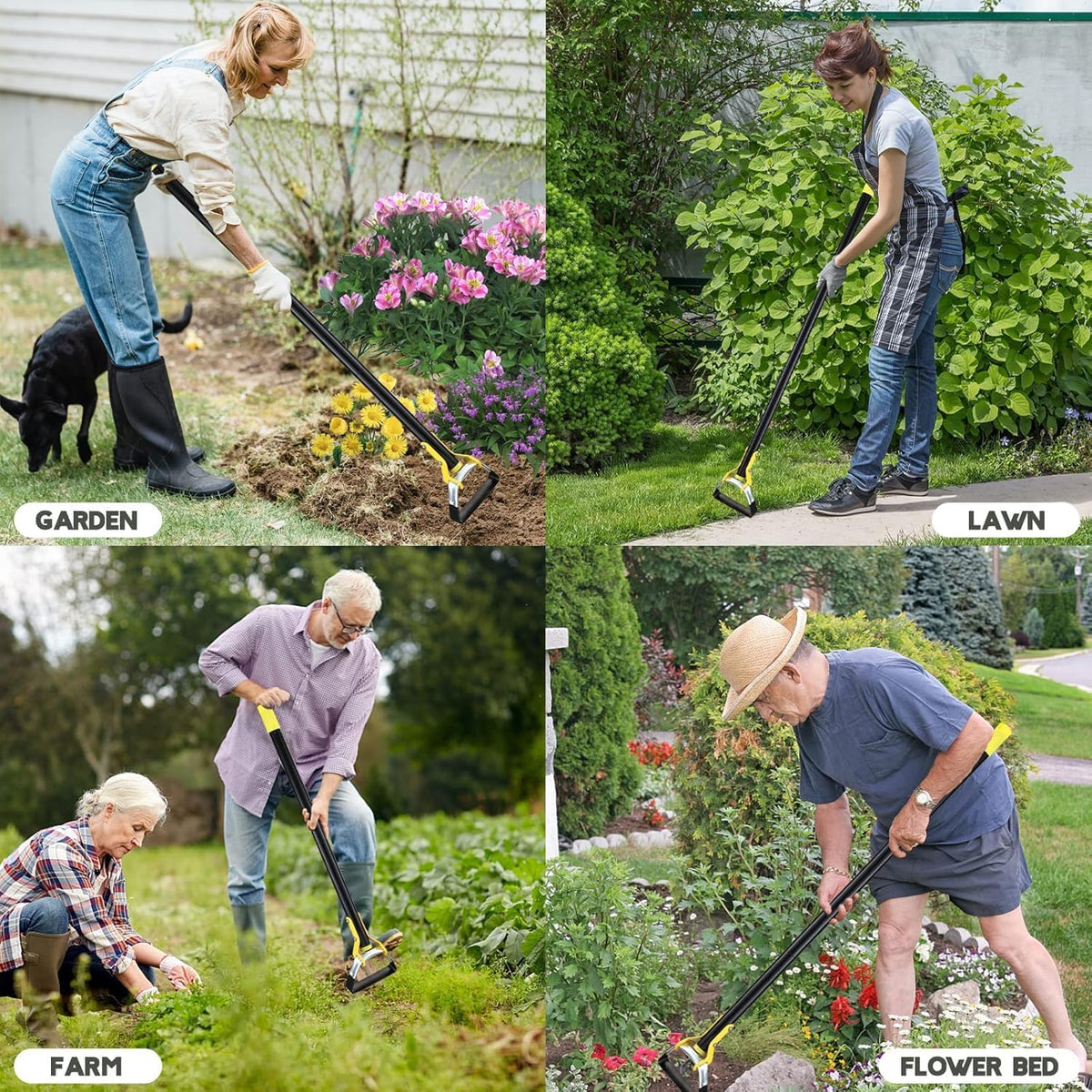 Garden Hoe for Weeding - Sharp Push Pull Blade,Stainless Steel Stirrup Weeder Hoe, 30-54 Inch Adjustable, Stand Up Loop Weed Hoe Tool for Women Seniors
