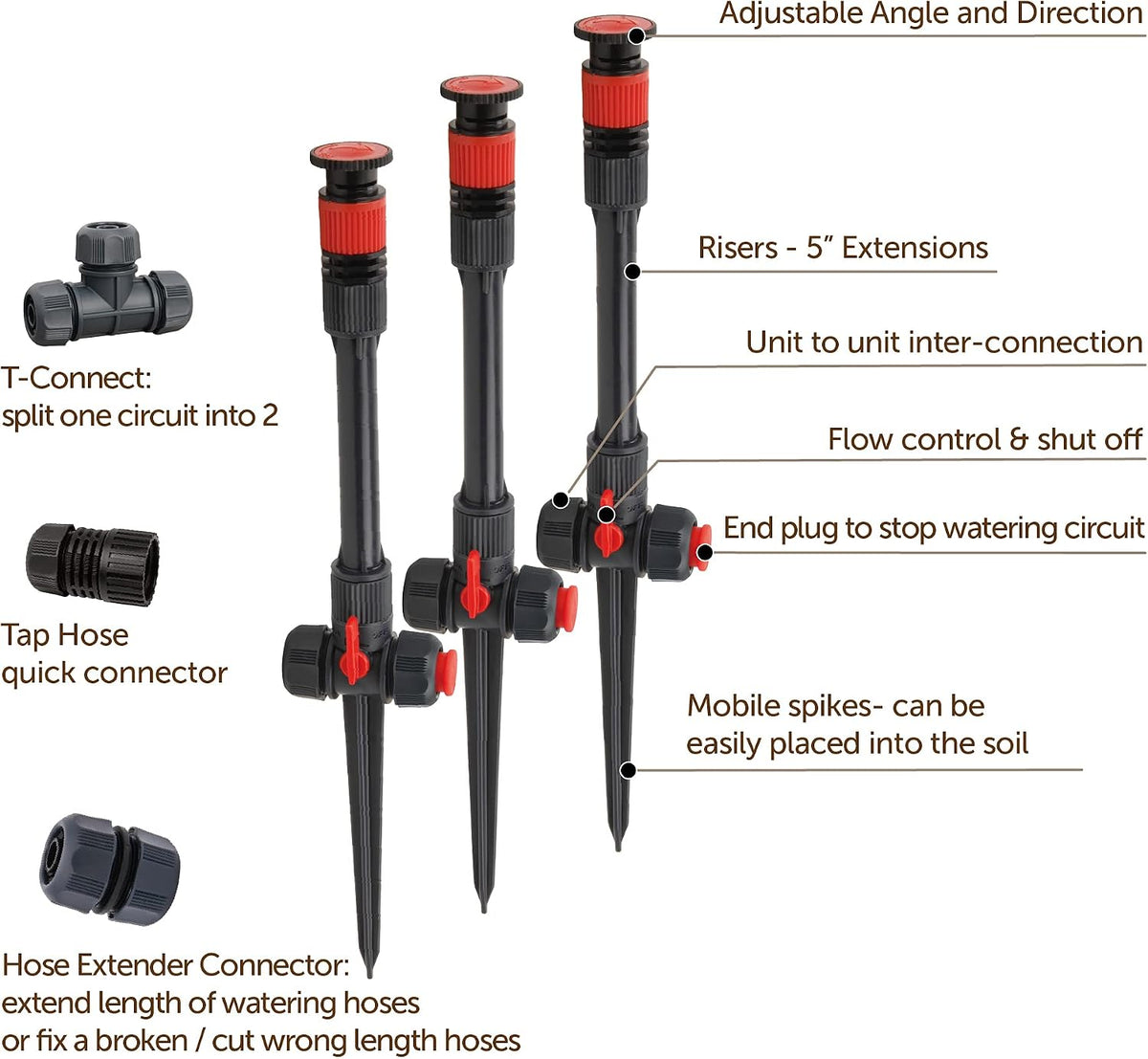 96093 Multi-Adjustable Flex Design Garden Sprinkler with Extension Set, Great for DIY Gardening Product