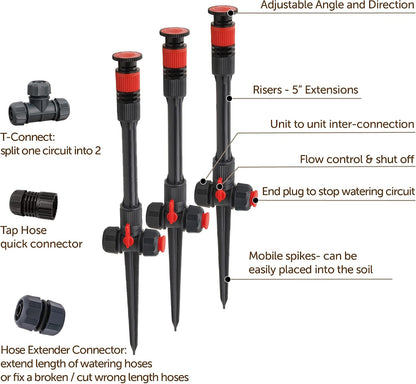 96093 Multi-Adjustable Flex Design Garden Sprinkler with Extension Set, Great for DIY Gardening Product