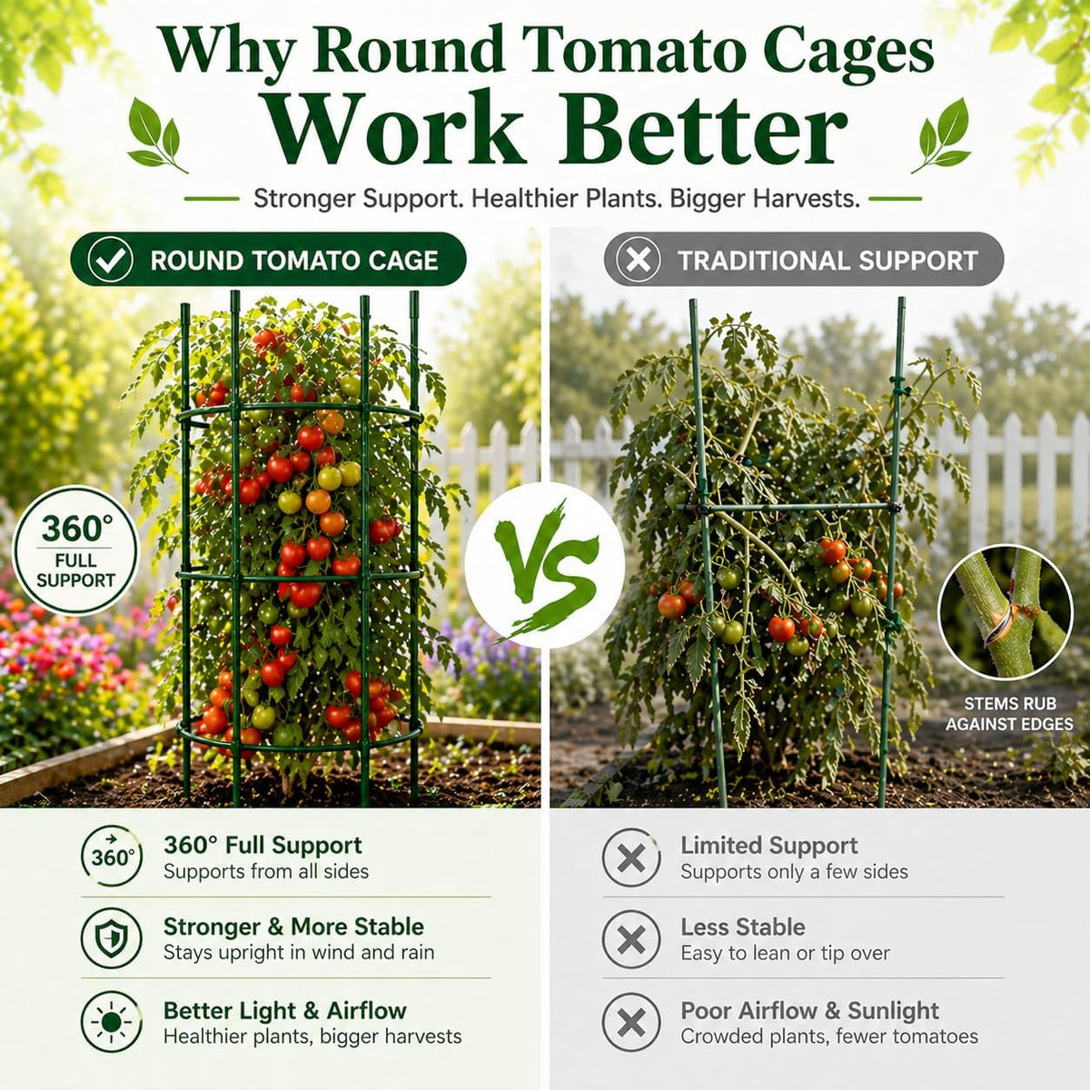 4 Pack Tomato Cages for Garden, 49" Adjustable Heavy Duty Round Tomato Cage, Metal Plant Support & Tomato Trellis for Raised Garden Bed, Pots, Vegetable & Climbing Plant Support Stakes (4)