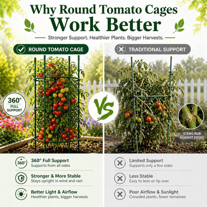 4 Pack Tomato Cages for Garden, 49" Adjustable Heavy Duty Round Tomato Cage, Metal Plant Support & Tomato Trellis for Raised Garden Bed, Pots, Vegetable & Climbing Plant Support Stakes (4)