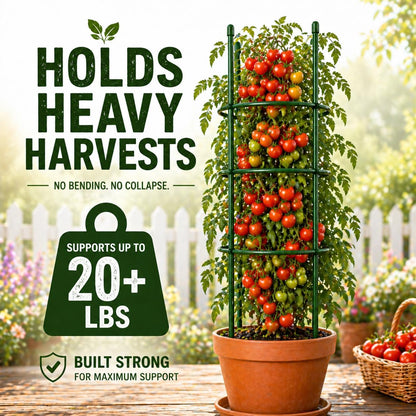 4 Pack Tomato Cages for Garden, 49" Adjustable Heavy Duty Round Tomato Cage, Metal Plant Support & Tomato Trellis for Raised Garden Bed, Pots, Vegetable & Climbing Plant Support Stakes (4)