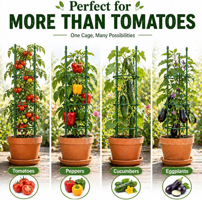 4 Pack Tomato Cages for Garden, 49" Adjustable Heavy Duty Round Tomato Cage, Metal Plant Support & Tomato Trellis for Raised Garden Bed, Pots, Vegetable & Climbing Plant Support Stakes (4)