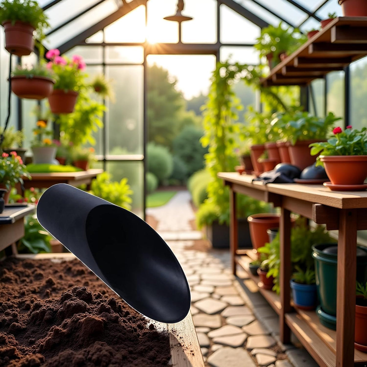 Black Bonsai Soil Scoops- Potting Scoopers Bucket Shovel- Potting Scoopers Bucket Soil Scoop ShovelPlastic Garden Soil Scoops -Bonsai, Potting, Cultivation, Weeding,Planting