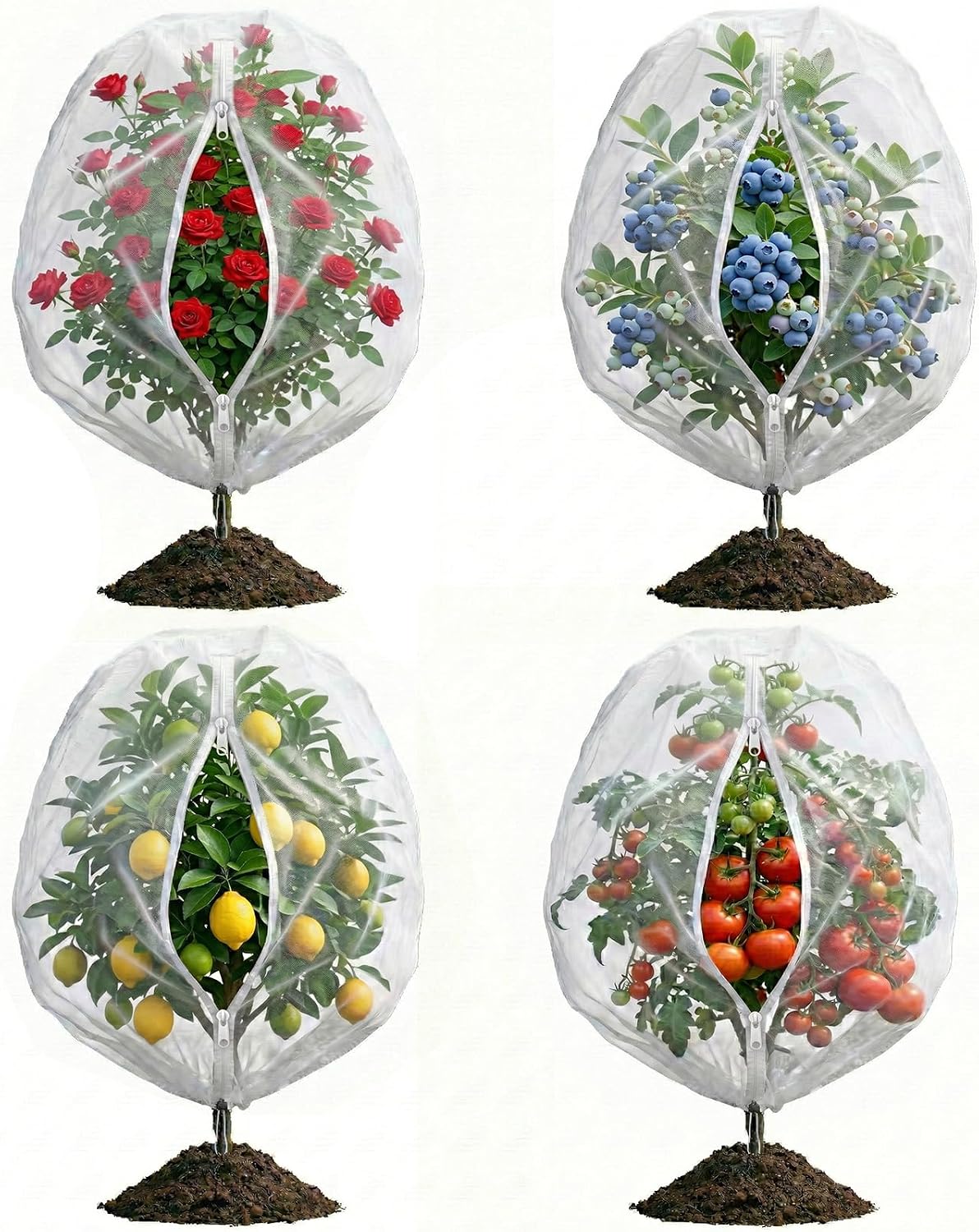 Garden Bird Netting for Plant and Fruit Tree Protection,4 Pack 4.9x4FT