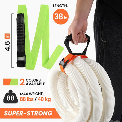 Heavy Duty Storage Straps with Handle and Easy Adjustable Steel Black Lock Slider Buckles,Extension Cord Strap for Cords Pool Hoses Ropes and Garden Hose (2 Pack)