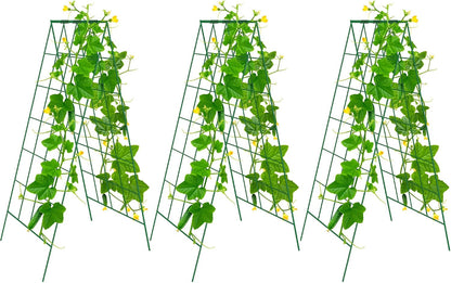 3 Packs Foldable Cucumber Trellis, 23.6" W x 54" H A-Frame Cucumber Cages for Garden, Plant Support for Raised Bed, Climbing Vegetables, Squash, Peas, Flowers