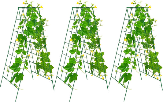 3 Packs Foldable Cucumber Trellis, 23.6" W x 54" H A-Frame Cucumber Cages for Garden, Plant Support for Raised Bed, Climbing Vegetables, Squash, Peas, Flowers