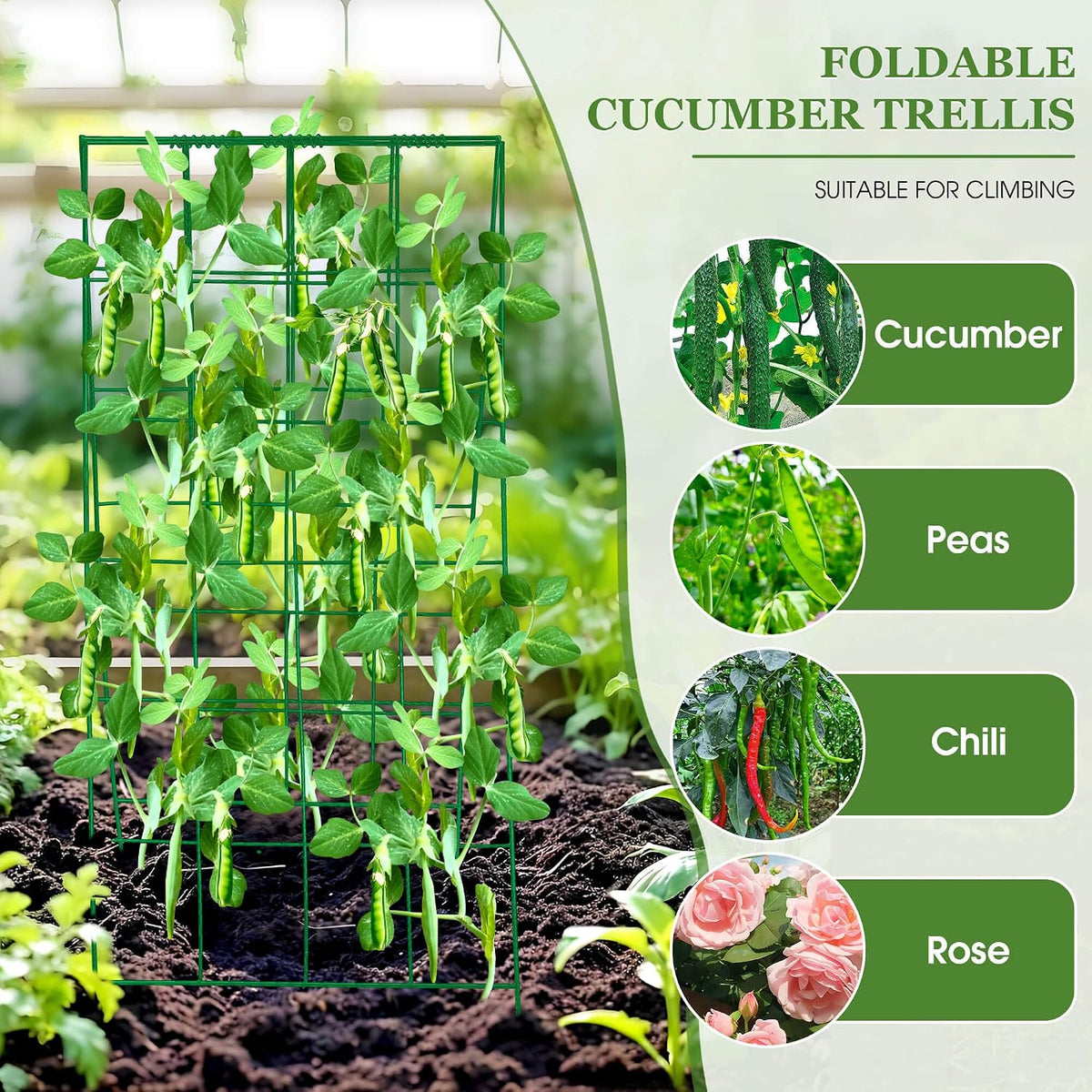 3 Packs Foldable Cucumber Trellis, 23.6" W x 54" H A-Frame Cucumber Cages for Garden, Plant Support for Raised Bed, Climbing Vegetables, Squash, Peas, Flowers