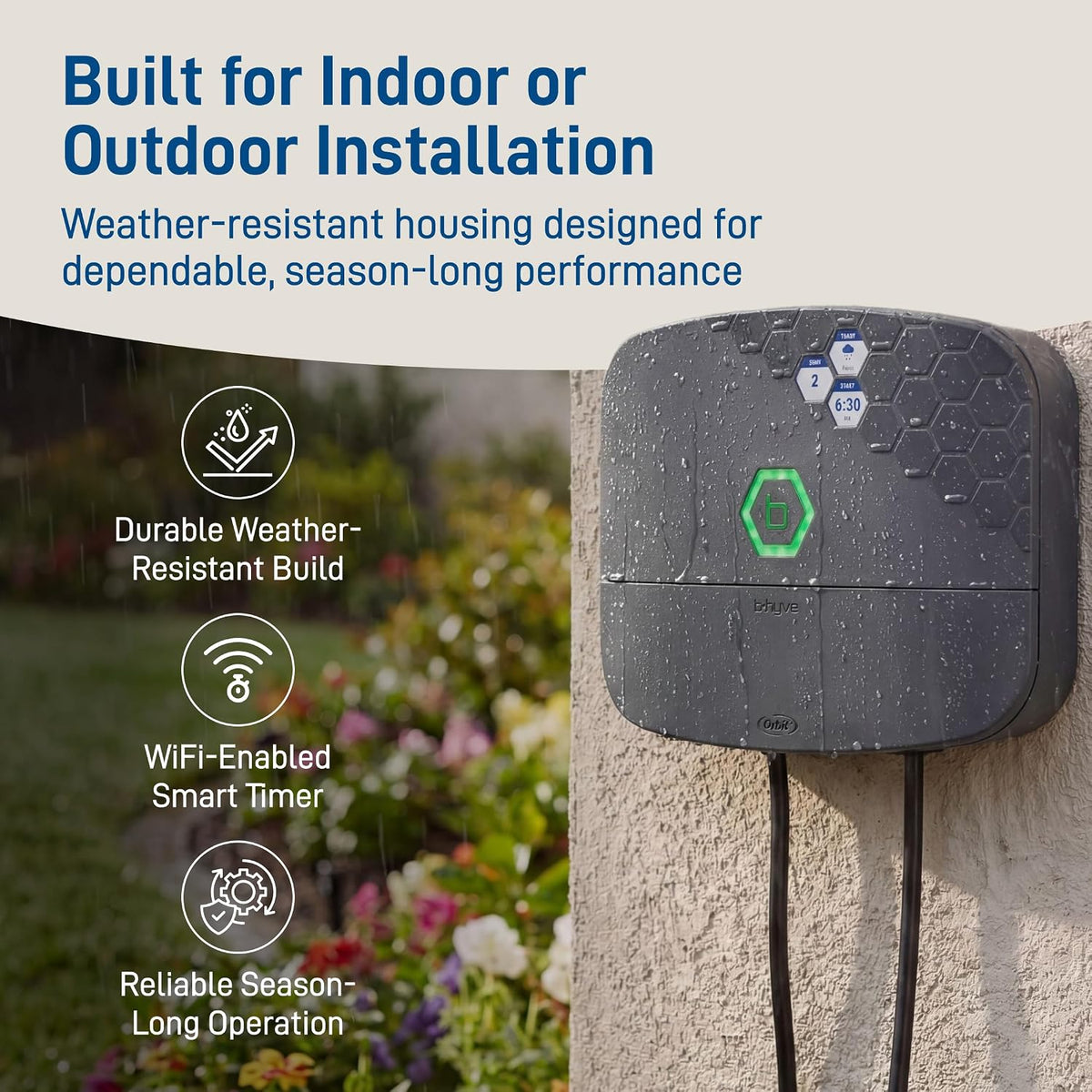 B-hyve XR Smart Sprinkler Timer - 8-Zone - WiFi-Enabled Indoor/Outdoor Irrigation Controller - App Control - Weatherproof Watering System - Multi Zone - Custom Programs - 57985