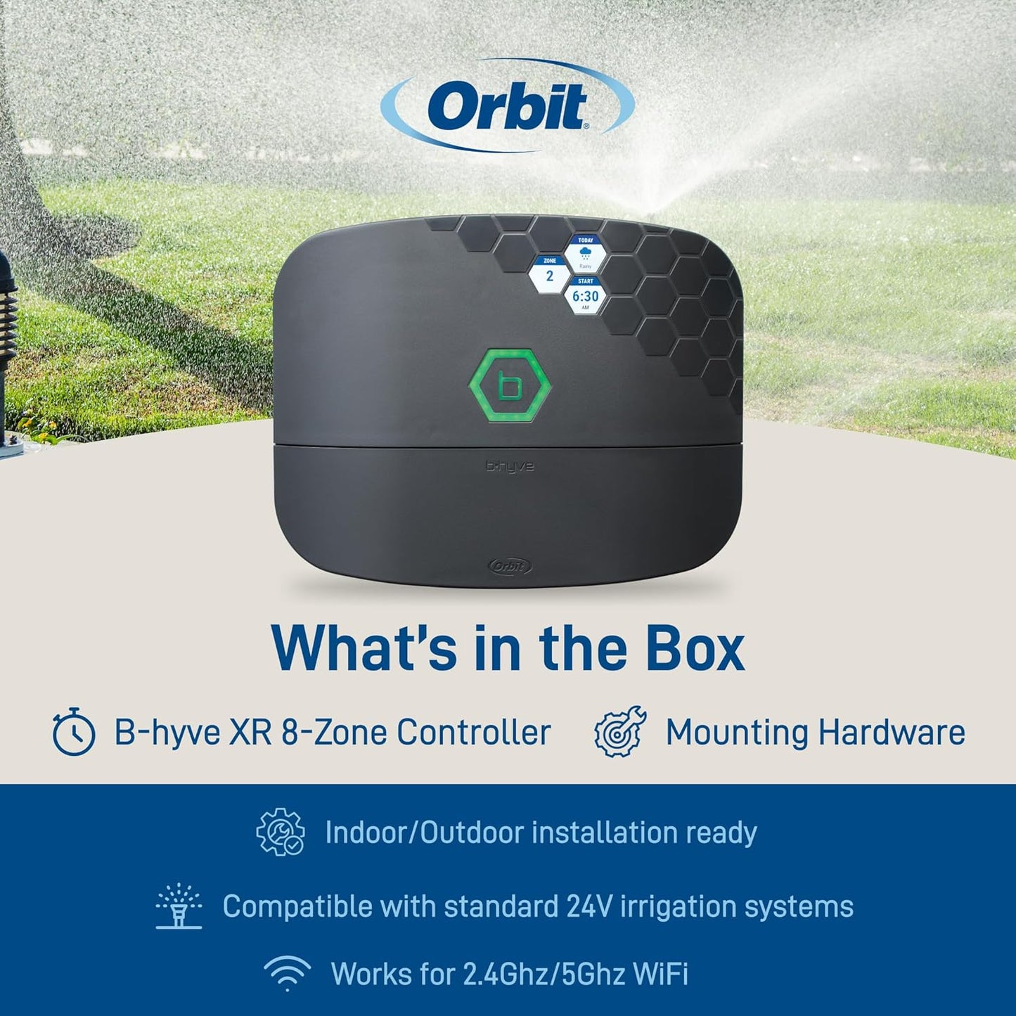B-hyve XR Smart Sprinkler Timer - 8-Zone - WiFi-Enabled Indoor/Outdoor Irrigation Controller - App Control - Weatherproof Watering System - Multi Zone - Custom Programs - 57985