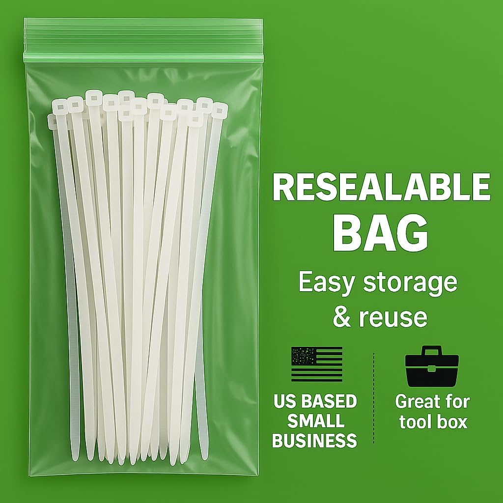 Small Zip Ties 4 inch Clear, 18lb Strength, 100 pack UV-Resistant, Self-locking PA 66 Nylon Small Cable Ties for Home, Office, Garden, Cable Management