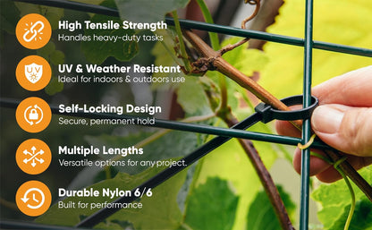 Small Zip Ties 4 inch Clear, 18lb Strength, 100 pack UV-Resistant, Self-locking PA 66 Nylon Small Cable Ties for Home, Office, Garden, Cable Management