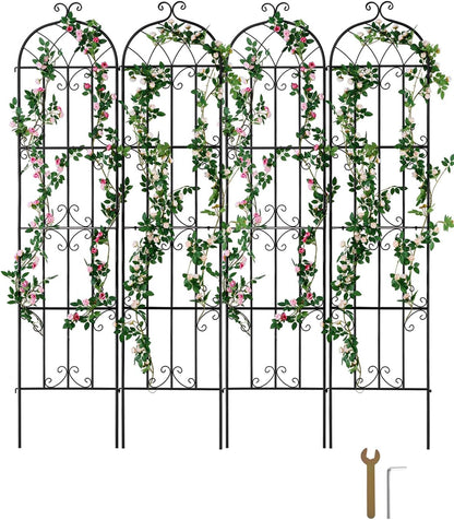 Garden Trellis for Climbing Plants 87x20 in 4-Pack Metal Rose Trellis