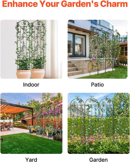 Garden Trellis for Climbing Plants 87x20 in 4-Pack Metal Rose Trellis