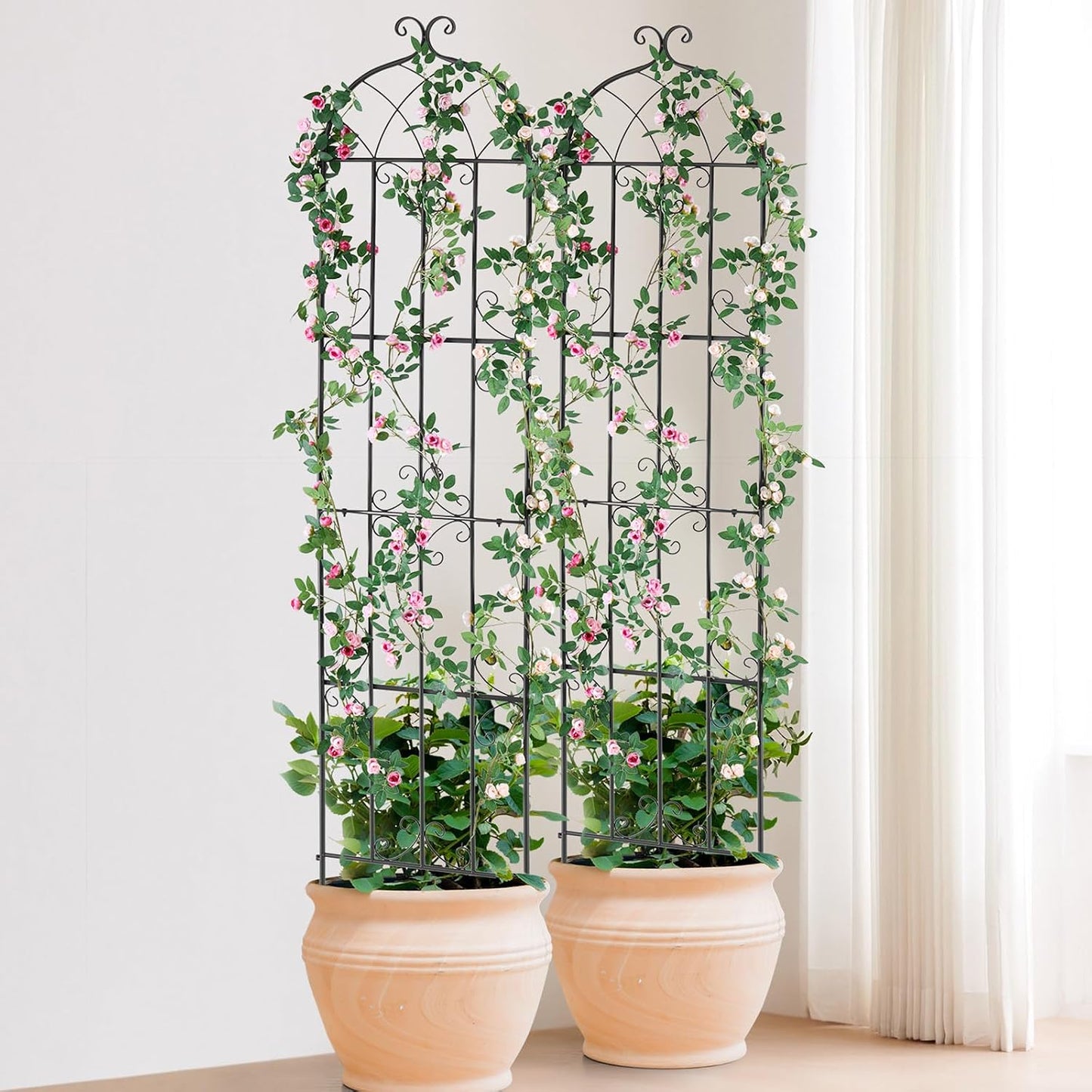 Garden Trellis for Climbing Plants 87x20 in 4-Pack Metal Rose Trellis