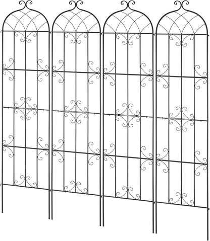 Garden Trellis for Climbing Plants 87x20 in 4-Pack Metal Rose Trellis
