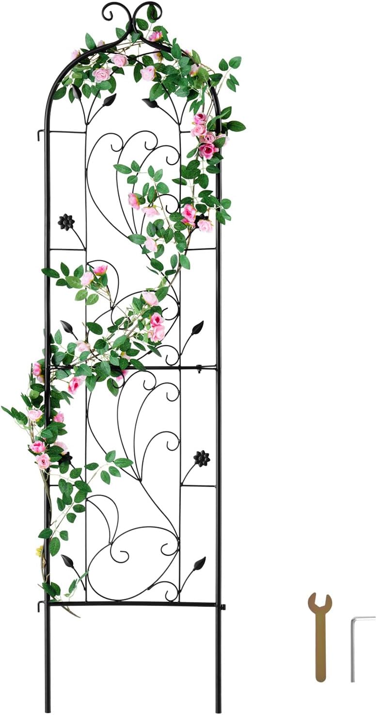 Garden Trellis for Climbing Plants 87x20 in 4-Pack Metal Rose Trellis