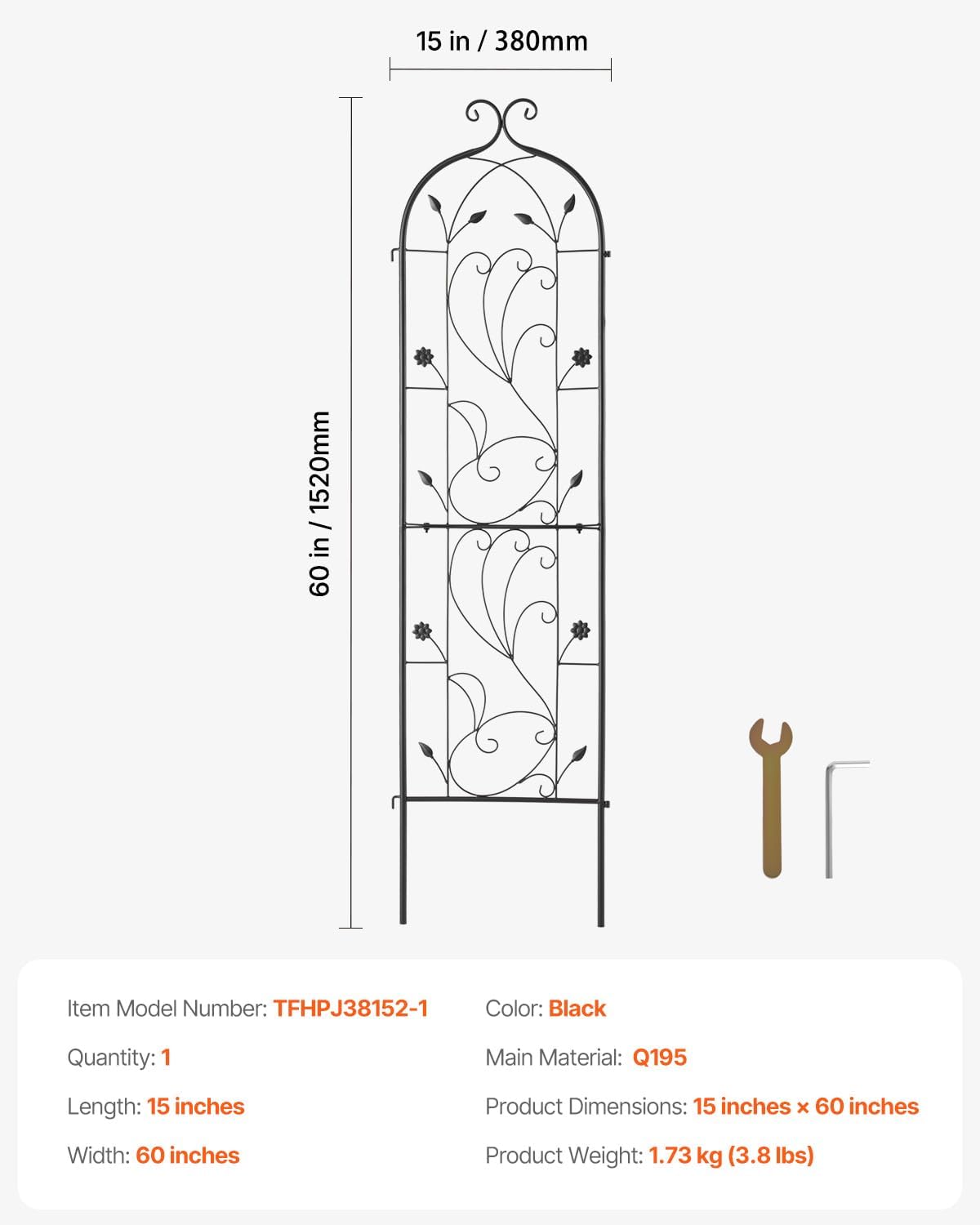 Garden Trellis for Climbing Plants 87x20 in 4-Pack Metal Rose Trellis