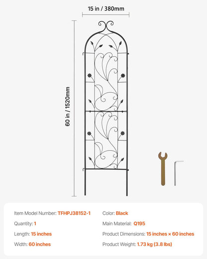 Garden Trellis for Climbing Plants 87x20 in 4-Pack Metal Rose Trellis