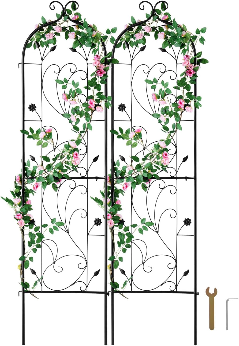 Garden Trellis for Climbing Plants 87x20 in 4-Pack Metal Rose Trellis