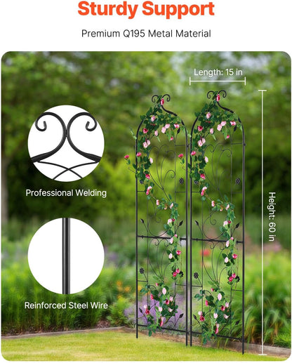 Garden Trellis for Climbing Plants 87x20 in 4-Pack Metal Rose Trellis