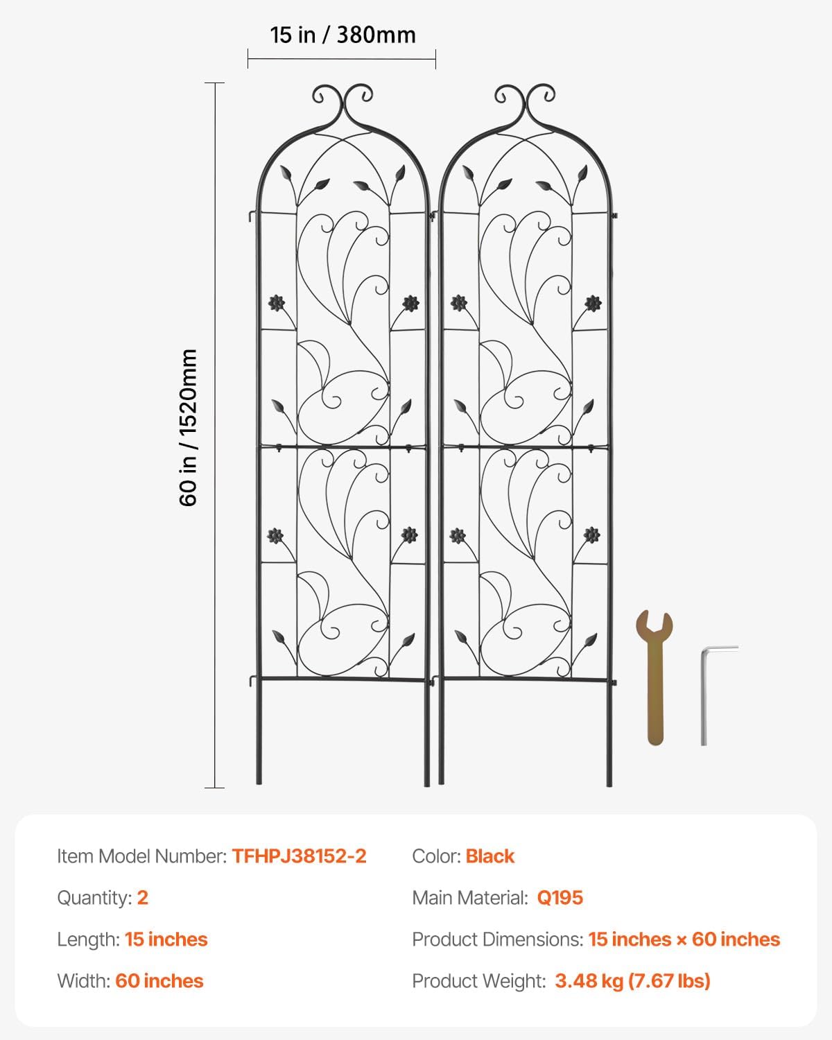 Garden Trellis for Climbing Plants 87x20 in 4-Pack Metal Rose Trellis